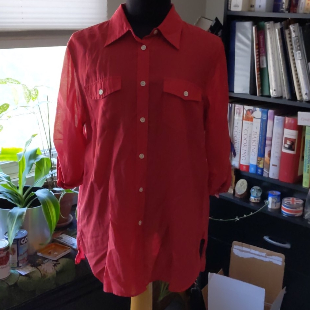 Ralph Lauren Red Button Down  top size sma…